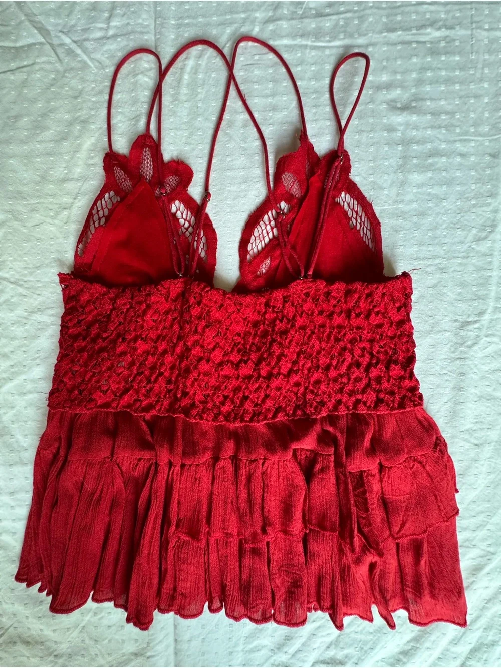 Free People Red Lace Tiered Camisole